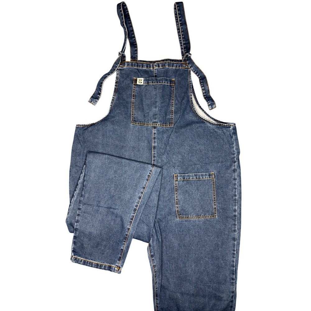 Lucy & Yak Denim Dungarees Overalls Size 16 Organic Cotton Tie Strap